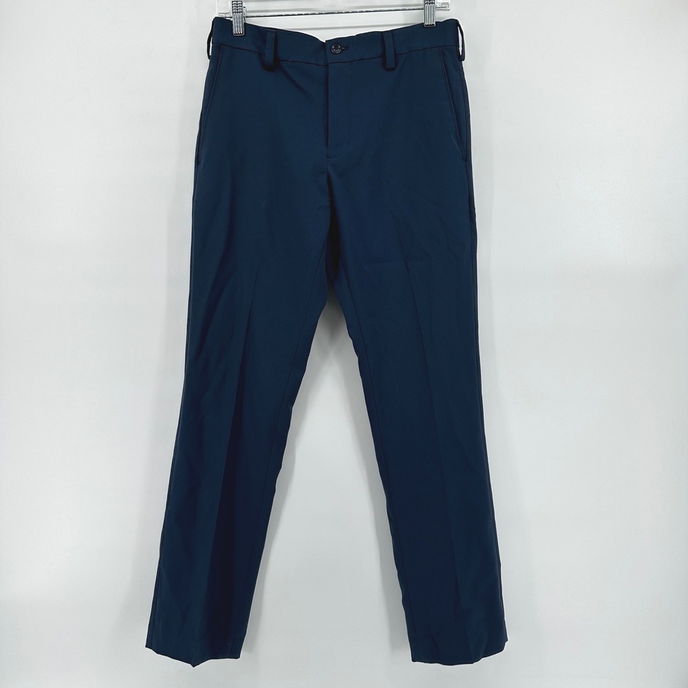 Savane Mens Navy Blue Flat Front Dress Pants Straight Leg 30x30 RS5912